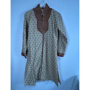 Ethnic Neu-ron Mens Beige Sherwani Traditional Indian Wedding Outfit Gold Maroon